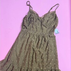 Lace Trimmed olive Dress